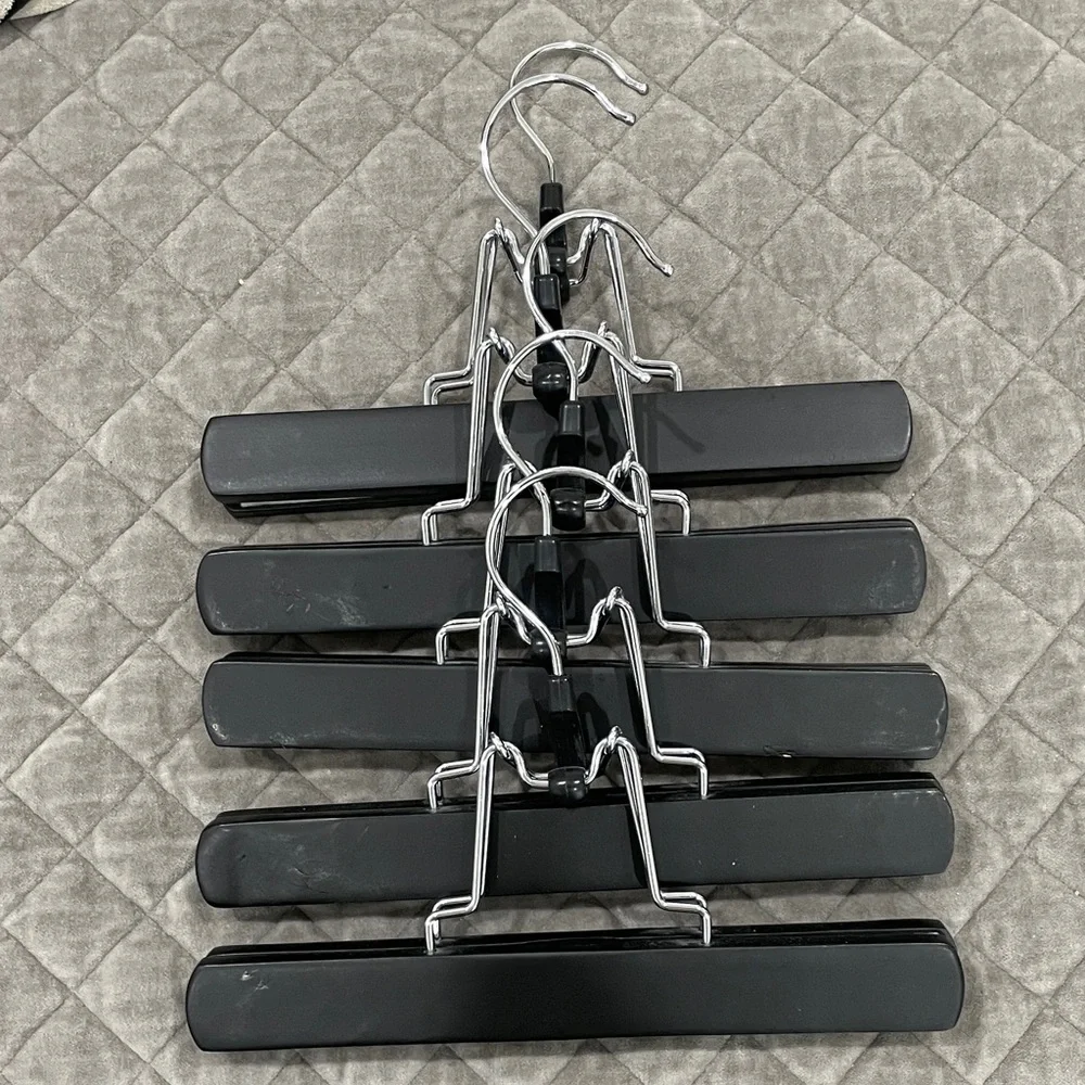 Set of Black Wood Pant Hangers